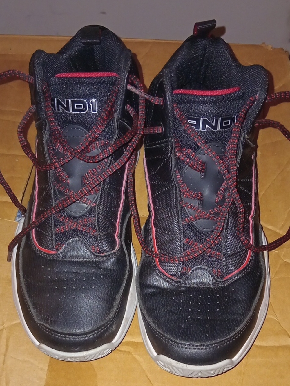 And1 Black and Red Athletic High-Top Sneakers